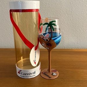 Carnival cruise decorated wine glass.